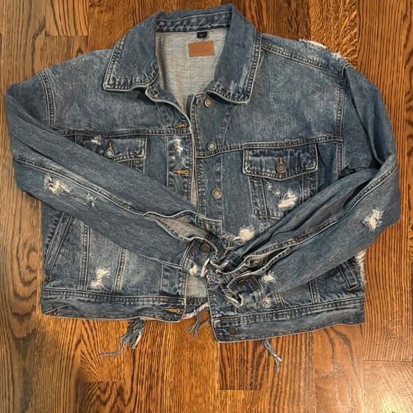 Judy Blue Distressed Jean Jacket - Blue - Picture 7 of 11